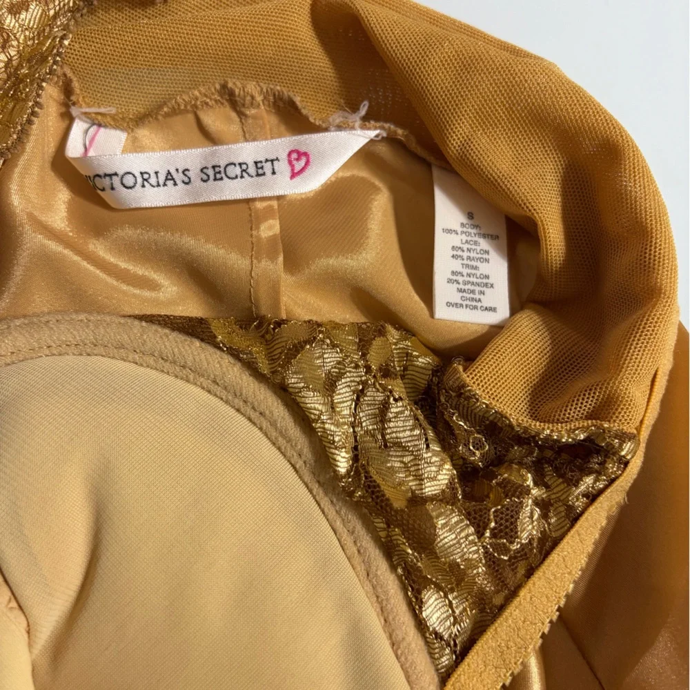 Victoria's Secret Gold Satin Lace Chemise
